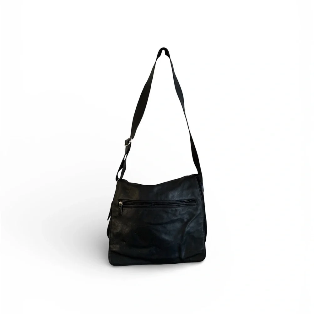 Fossil Black Leather Messenger Bag